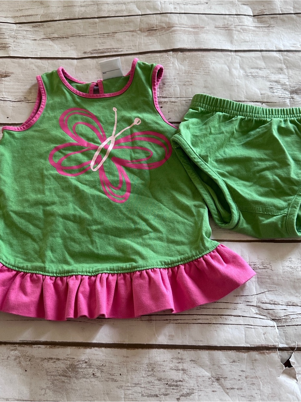 Hanna Andersson Green & Pink Butterfly dress